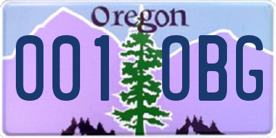 OR license plate 001OBG