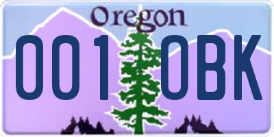 OR license plate 001OBK