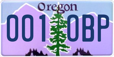 OR license plate 001OBP