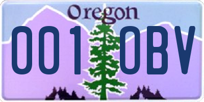 OR license plate 001OBV