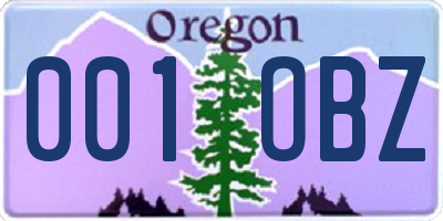 OR license plate 001OBZ