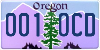 OR license plate 001OCD