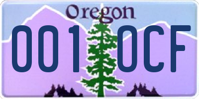 OR license plate 001OCF