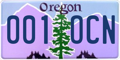 OR license plate 001OCN