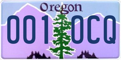 OR license plate 001OCQ