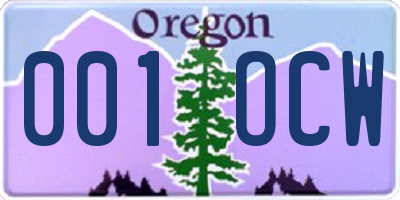 OR license plate 001OCW