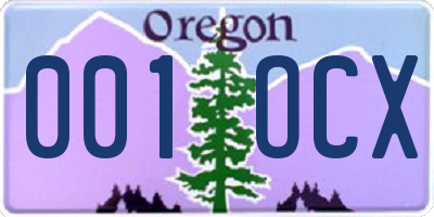 OR license plate 001OCX