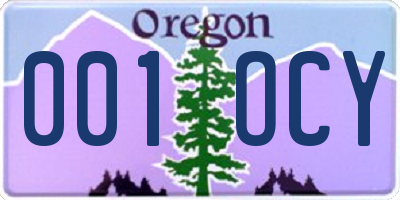 OR license plate 001OCY