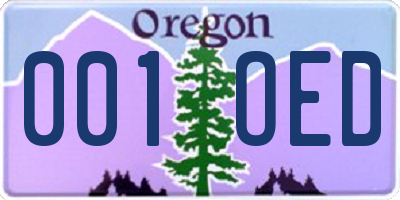 OR license plate 001OED