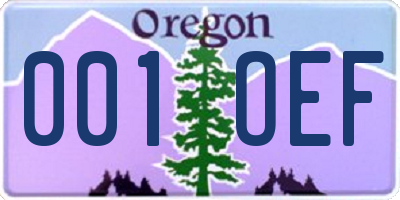 OR license plate 001OEF