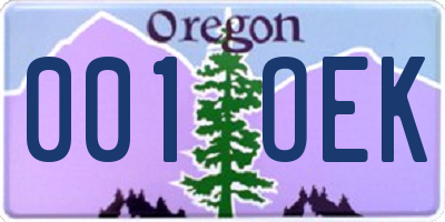 OR license plate 001OEK