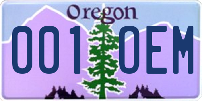 OR license plate 001OEM