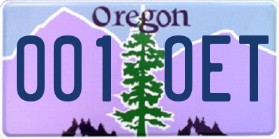 OR license plate 001OET