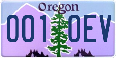 OR license plate 001OEV