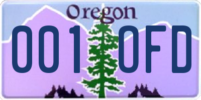 OR license plate 001OFD