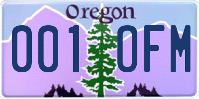 OR license plate 001OFM