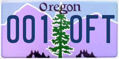 OR license plate 001OFT