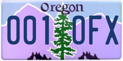 OR license plate 001OFX