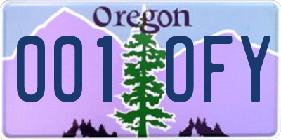 OR license plate 001OFY