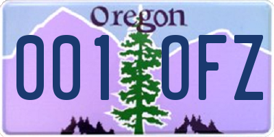 OR license plate 001OFZ