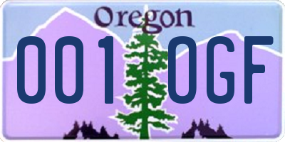 OR license plate 001OGF