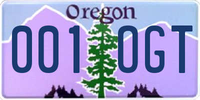 OR license plate 001OGT