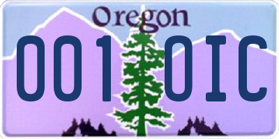 OR license plate 001OIC