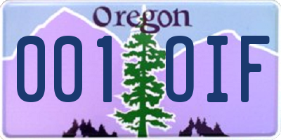 OR license plate 001OIF