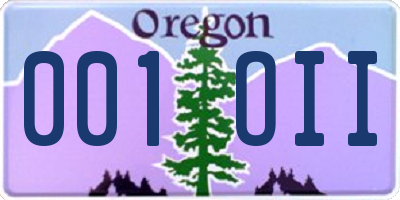 OR license plate 001OII