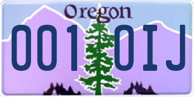 OR license plate 001OIJ