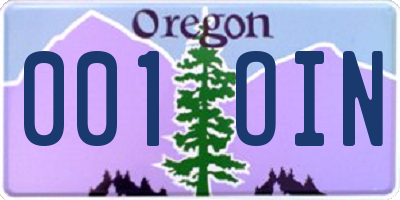 OR license plate 001OIN