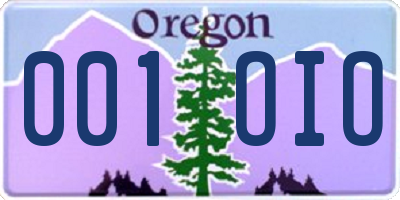 OR license plate 001OIO