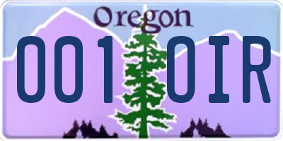 OR license plate 001OIR