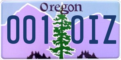 OR license plate 001OIZ