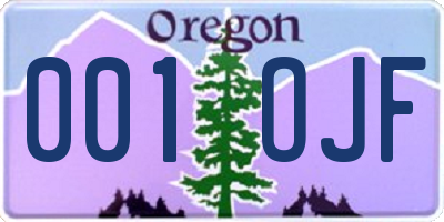 OR license plate 001OJF