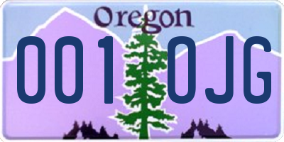 OR license plate 001OJG