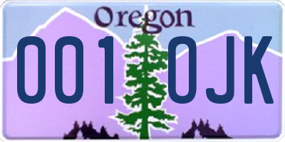 OR license plate 001OJK