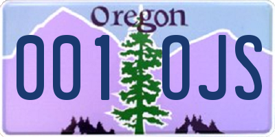 OR license plate 001OJS