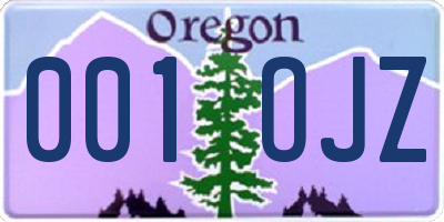 OR license plate 001OJZ