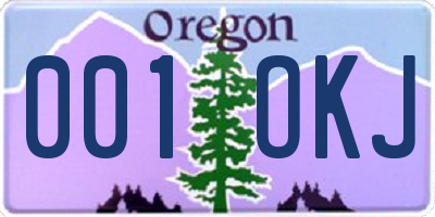 OR license plate 001OKJ