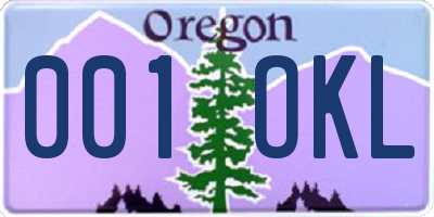OR license plate 001OKL