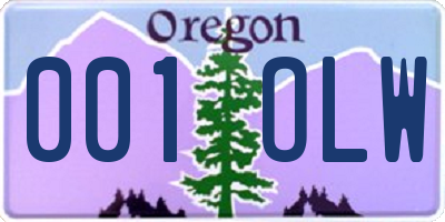 OR license plate 001OLW