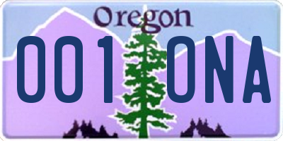 OR license plate 001ONA