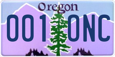 OR license plate 001ONC