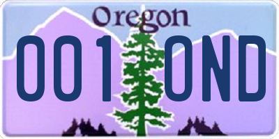 OR license plate 001OND