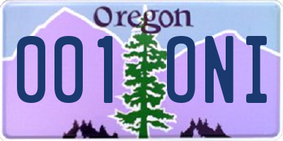 OR license plate 001ONI