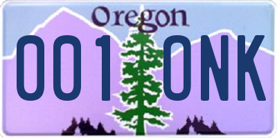 OR license plate 001ONK