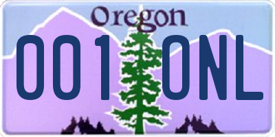 OR license plate 001ONL