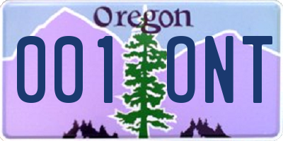 OR license plate 001ONT