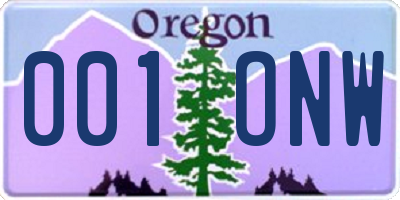 OR license plate 001ONW